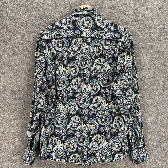 1120 Collection Shirt Men M Medium Black Paisley Button Up Collared Long Sleeve - Picture 2 of 7
